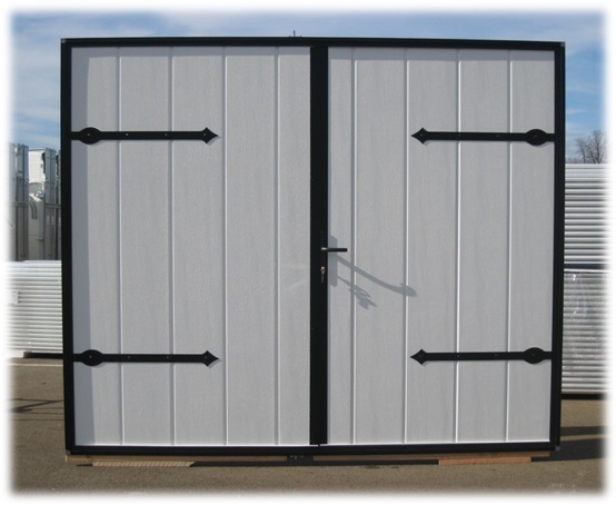 Porte de service isolée 40 mm deux vantaux et imitation ferrures